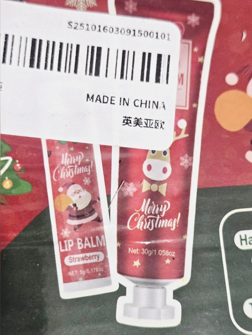 Miss FactorX Christmas Gift Set 10 Hand Creams + 10 Strawberry Lip Balms & Gift